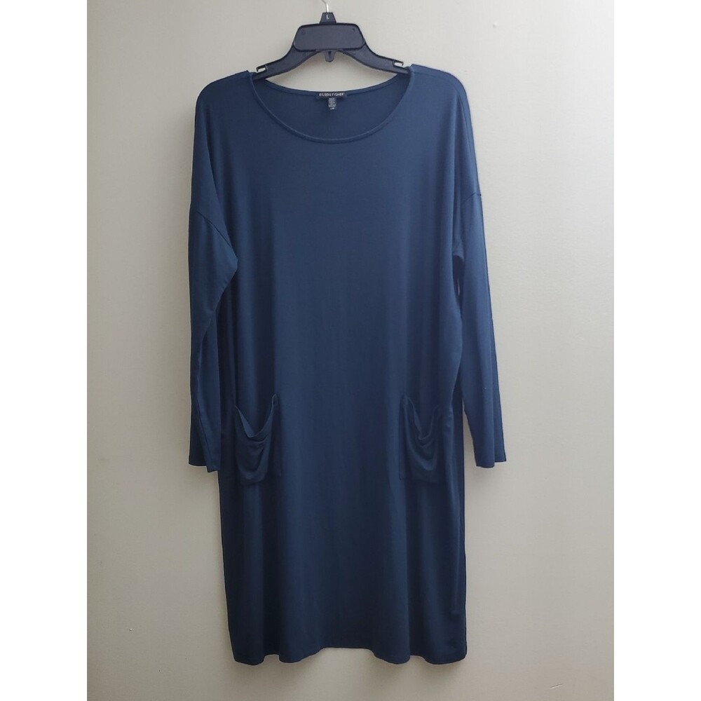 Eileen Fisher Deep Navy Long-Sleeve Pocket Dress